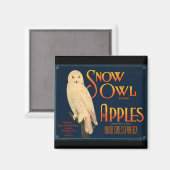 KRWヴィンテージフクロウリンゴ果輪状ラベルマグン マグネット (正面/裏面)