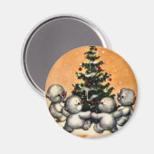 KRWヴィンテージ雪だるまファミリークリスマスマグネット マグネット (正面/裏面)