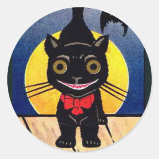 KRWヴィンテージ黒猫ハロウィーン ラウンドシール