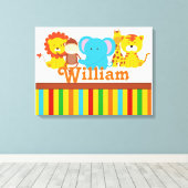 KRW名前をカスタムするベビーサファリ – ジャングル子供部屋プリント キャンバスプリント (インサイチュ (ウッドフロア))