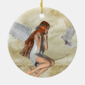 KRW天使および鳩の感動的なオーナメント セラミックオーナメント (裏面)