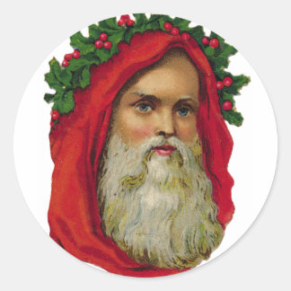 KRW父ビクトリアンクリスマスサンタステッカー ラウンドシール