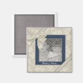 KRW青と白のカスタムウェディング写真 マグネット (正面/裏面)