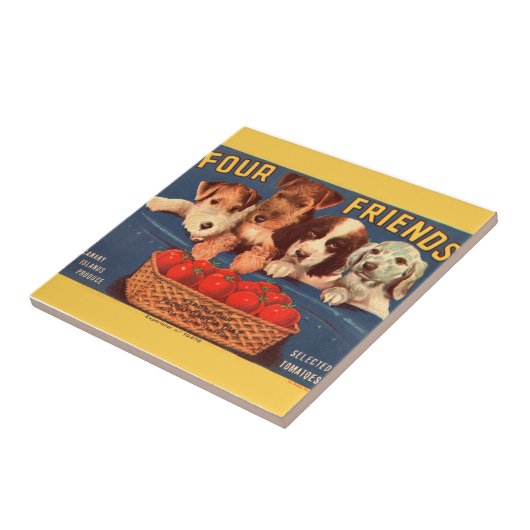 KRW 4の友人のヴィンテージのトマトの木枠のラベル タイル (側面)