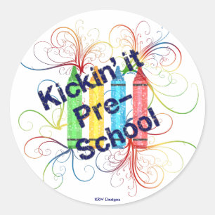 KRW Kickinそれは幼稚園グランジクレヨンで彩色します ラウンドシール