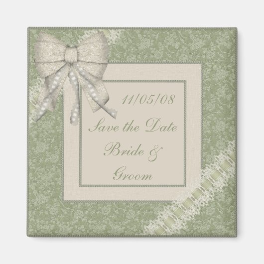KRW Sage Greenカスタム保存日結婚付 マグネット (正面)