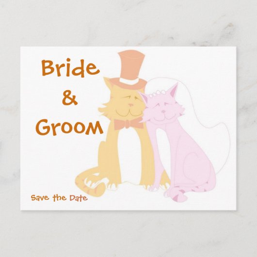 KRW Save the Date Cats Custom Wedding Card 案内ポストカード (正面)