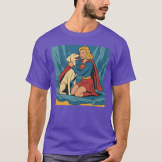 Krypto Meets Supergirl Enthusiastic Hug gift retro Tシャツ