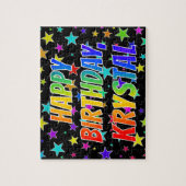 「KRYSTAL」名、おもしろい「ハッピーバースデー」 ジグソーパズル (縦)