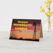 Ksファイアウィンドミルサンセット誕生日グリーティングカード カード (黄色い花)