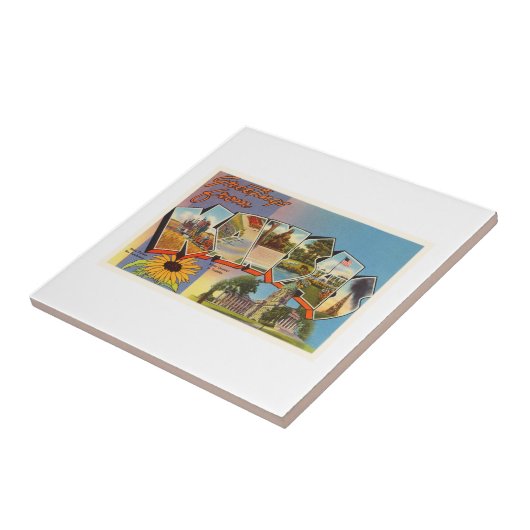 KS古いヴィンテージ旅行記念品カンザス州 タイル (側面)