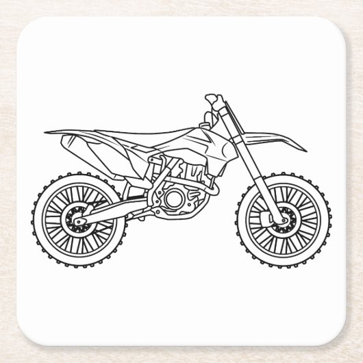KTM Motocross line art スクエアペーパーコースター (正面)