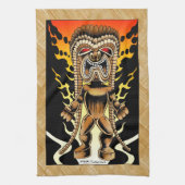 KuのハワイアンのTikiの神 キッチンタオル (縦)