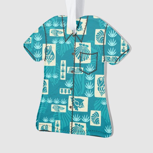 Kua湾のハワイの海底貝のアロハワイシャツ オーナメント (正面)