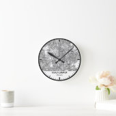 Kuala Lumpur Clock City Line Art ラウンド壁時計 (ホーム)