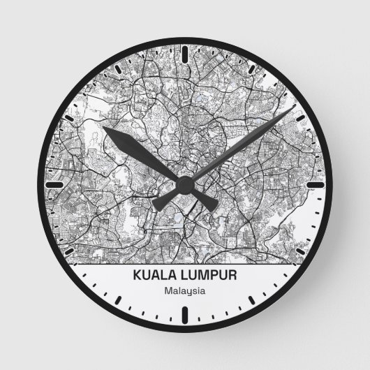 Kuala Lumpur Clock City Line Art ラウンド壁時計 (正面)