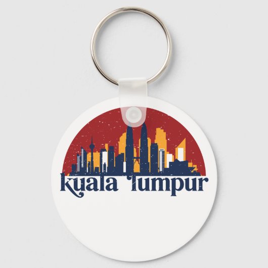 Kuala Lumpur Malaysia Retro City Skyline Cityscape キーホルダー (正面)