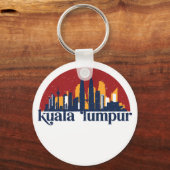Kuala Lumpur Malaysia Retro City Skyline Cityscape キーホルダー (正面)