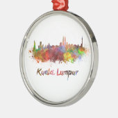 Kuala Lumpur skyline in watercolor splatters メタルオーナメント (左)
