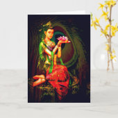 Kuanのインおよび孔雀の羽 カード (黄色い花)