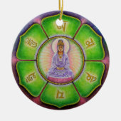 Kuanのイン"OmマニPadmeハム雑音"のクリスマスのオーナメント セラミックオーナメント (正面)