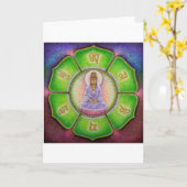 Kuanのイン"OmマニPadmeハム雑音"の挨拶状 カード (黄色い花)