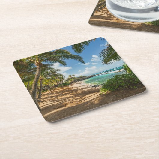 Kuauの入江のビーチ|マウイ、ハワイ スクエアペーパーコースター (アングル)