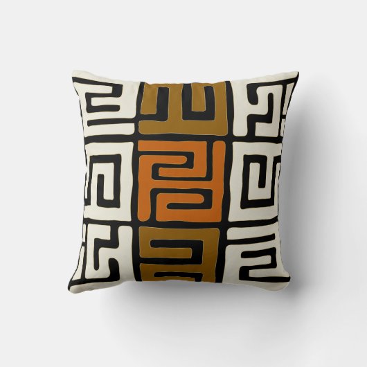 Kubaの布の幾何学的な刺激を受けたなアース・カラー クッション (裏面)