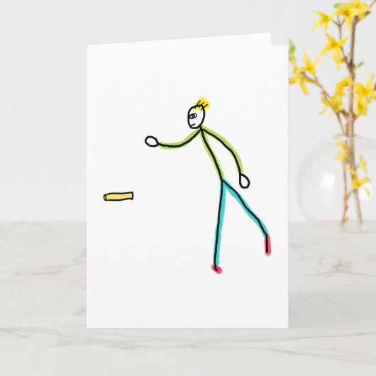 Kubb Playing Stickman カード (黄色い花)