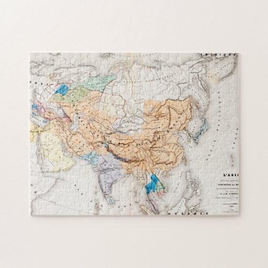 Kublai Khanのアジア|の時間の地図 ジグソーパズル (横)