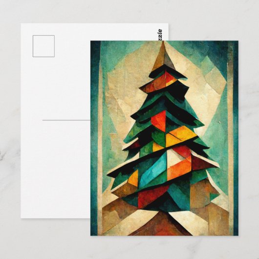 Kubnismus. Weihnachtsbaum modern abstrakt gemalt. ポストカード (正面/裏面)