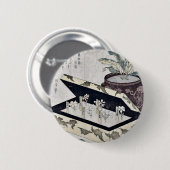KuboのShunmanの浮世絵著サクラソウ 缶バッジ (正面&裏面)