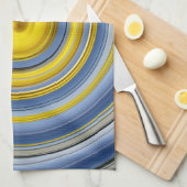 Küchentuch gelb-blaue Spirale キッチンタオル (四つ折り)