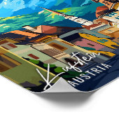 Kufstein Austria Art Vintage Travel Illustration ポスター (角)