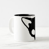 Kuginh™の黒猫のスカルのマグ ツートーンマグカップ (正面左)