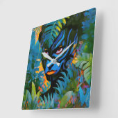 "Kuiralaya" – リーフ絵を描 – アマゾニアの女性 スクエア壁時計 (傾斜)