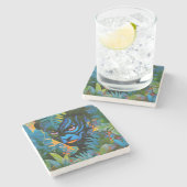 "Kuiralaya" – リーフ絵を描 – アマゾニアの女性 ストーンコースター (横)