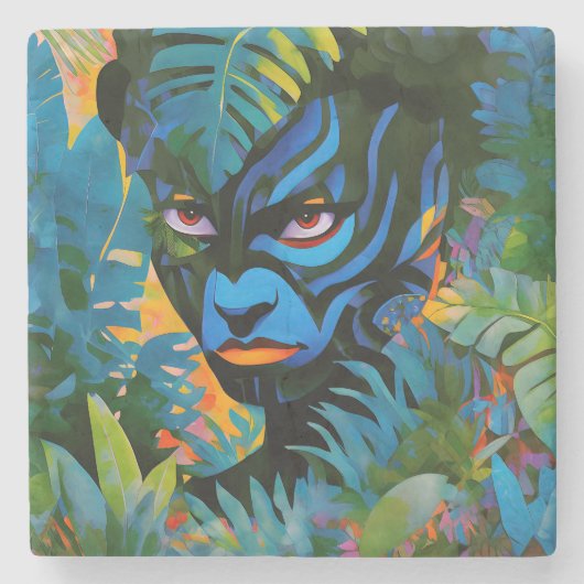 "Kuiralaya" – リーフ絵を描 – アマゾニアの女性 ストーンコースター (正面)