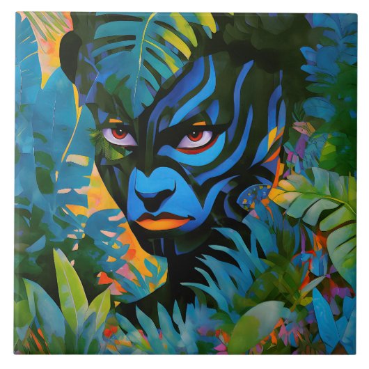 "Kuiralaya" – リーフ絵を描 – アマゾニアの女性 タイル (正面)