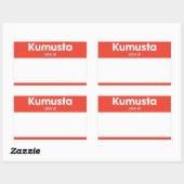 Kumusta Ako Siこんにちは私の名前は赤 長方形シール (シート)