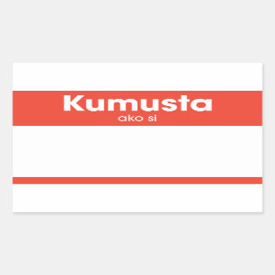 Kumusta Ako Siこんにちは私の名前は赤 長方形シール