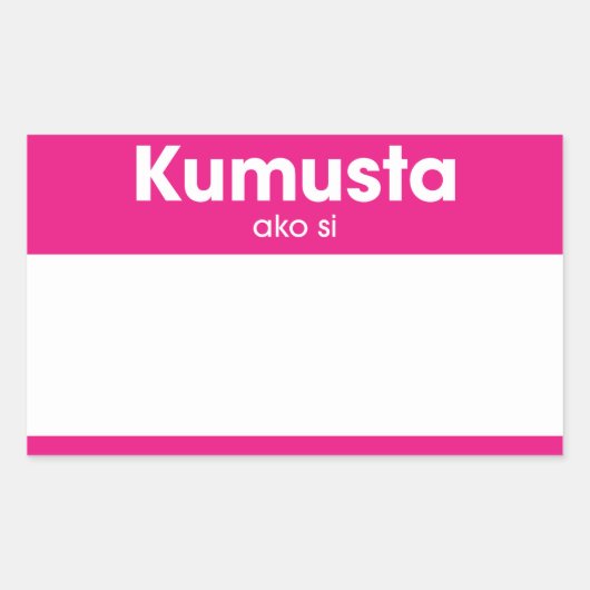 "Kumusta Ako Si"のこんにちは私の名前はピンクの名札です 長方形シール (正面)
