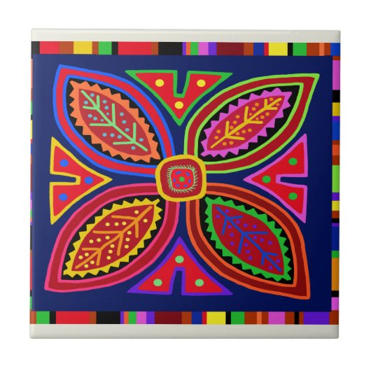 Kuna Indian Mola Flora タイル (正面)