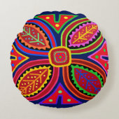 Kuna Indian Mola Flora ラウンドクッション (正面)