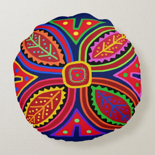 Kuna Indian Mola Flora ラウンドクッション (裏面)