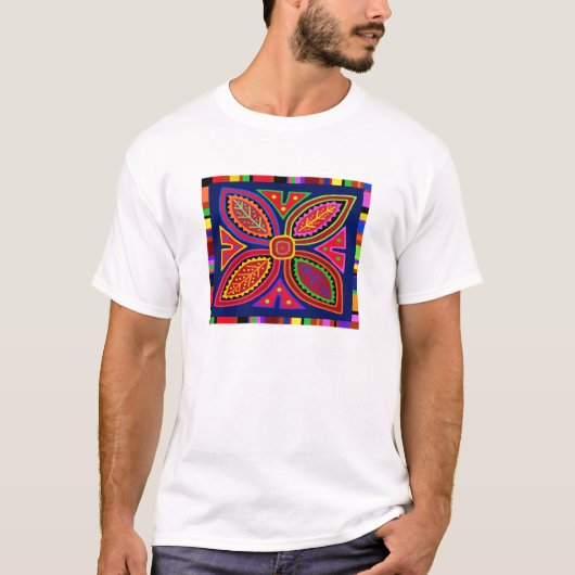 Kuna Indian Mola Flora Tシャツ (正面)