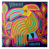 Kuna Indian Mola Parrot Ceramic Tile タイル (正面)