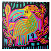 Kuna Indian Mola Parrot Ceramic Tile タイル (正面)