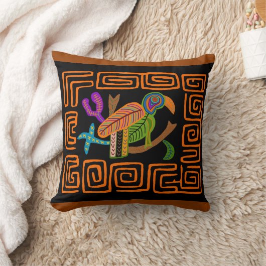 Kuna Indian Mola Tropical Parrot クッション (ブランケット)