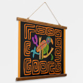 Kuna Indian Mola Tropical Parrot 吊り下げ型タペストリー (傾斜あり)